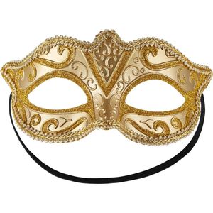 dressforfun - Venetiaans masker met patroon goud - verkleedkleding kostuum halloween verkleden feestkleding carnavalskleding carnaval feestkledij partykleding - 303527