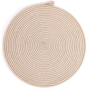 Katoenen ronde beige hangende placemat - 35 cm - voor eettafeldecoratie en buitentafel - Stoffen placemats afneembaar - Antislipmat - Groot voor keukentafel.