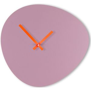 Wandklok 'Pebble' Lavendel Grijs & Neon Oranje wijzers