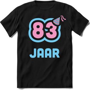 83 Jaar Feest kado T-Shirt Heren / Dames - Perfect Verjaardag Cadeau Shirt - Licht Blauw / Licht Roze - Maat XXL