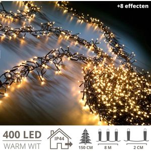 Kerstverlichting - Kerstboomverlichting - Clusterverlichting - Kerstversiering - Kerst - 400 LED's - 8 meter - Warm wit