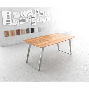 Eettafel Edge Boot acacia natuur 180x90 edelstaal schuin zwitserse rand eettafel