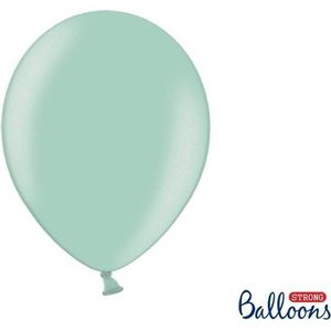 Partydeco Ballonnen Metallic Strong mint groen - 30 cm - 10 stuks