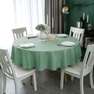 Tafelkleed, minimalistisch tafelkleed van polyester, met lotuseffect, 180 cm, linnen imitatie, waterafstotend, afwasbaar, rond, groen, tafellinnen voor eettafel, thuis, bruiloft, festival