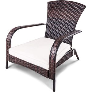 Hoogwaardige rotan stoel, rotan stoel van ijzer, met ergonomische zitkussens en armleuningen, rieten stoel voor tuinen, balkons, binnenruimtes, fauteuils tot 120 kg belastbaar