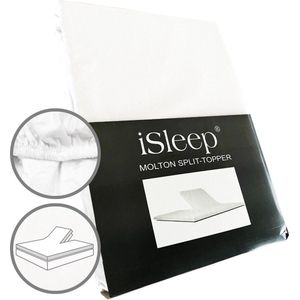 iSleep Molton Split-Topper - 100% Katoen - Litsjumeaux - 180x210 cm - Wit