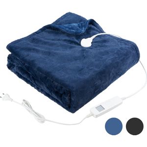 MOA Elektrische Deken - Flanel Fleece - Bovendeken - Superzacht - 180x130 - Donkerblauw - EOB180DB