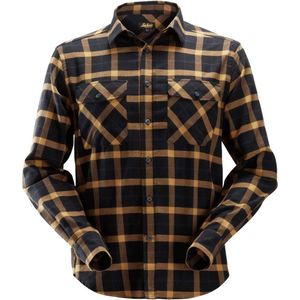 Snickers 8516 AllroundWork, Licht Flanellen Shirt - Zwart/Cognac - XXL