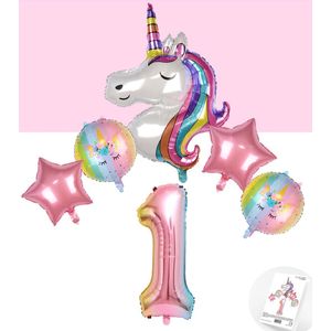 * Snoes * Unicorn * Eenhoorn Rainbow XL * Eerste verjaardag * Hoera 1 Jaar * Birthday * Ballon Cijfer 1