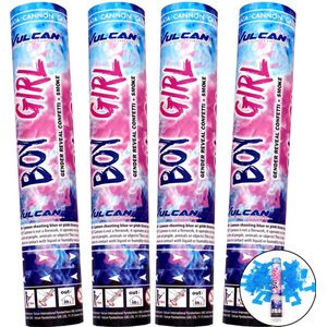 Gender Reveal Rookkanon Blauw Jongen - 4-pack - Confetti Kanon blauw - Confetti Shooter - Confetti & Rook - Gender Reveal Party - Premium Kwaliteit