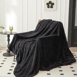 Zachte fleecedeken voor tweepersoonsbed - zetel - fleecedeken voor warm en comfortabel bed (chocoladebruin - 200 x 230 cm)