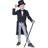 Funny Fashion - Goochelaar Kostuum - Rijke Bankier City Londen Slipjas Jongen - Zwart - Maat 164 - Carnavalskleding - Verkleedkleding