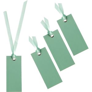 Santex cadeaulabels met lintje - set 120x stuks - mint groen - 3 x 7 cm - naam tags
