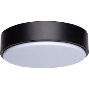 LED Plafondlamp - Opbouw Rond 12W - Helder/Koud Wit 6500K - Mat Zwart Aluminium