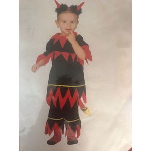 Carnavalkostum verkleedkleding baby devil M104  rode duivel met zwart 2dlg