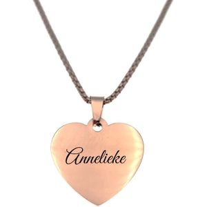 Ketting - Hart - Met Naam - Anneliek - Rosegoud