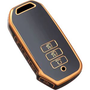 Zachte TPU Sleutelcover - Sleutelhoesje Geschikt voor Kia Sportage NQ5 / Niro / Sorento MQ4 / EV6 / Seltos - Stevige Flexibele Sleutel Cover - Zwart met Goud - Auto Accessoires