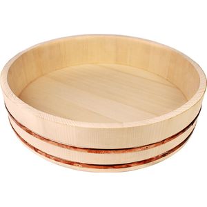 Reishunger Hangiri Houten Schaal 30 cm - Voor de traditionele bereiding van sushi rijst - Gemaakt van kwaliteitsvol grenenhout