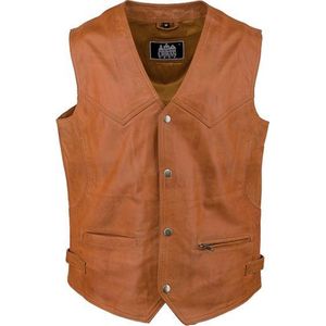 Urban 5884® Billy -Leren vest heren  Cognac lams leer gewaxt 4XL