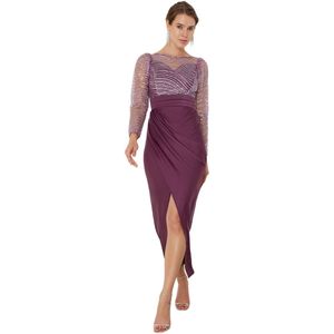 Trendyol Lila Pailletten Gebreide Tule Lange Elegante Avond- En Nachtjurk Tprss24Ae00103