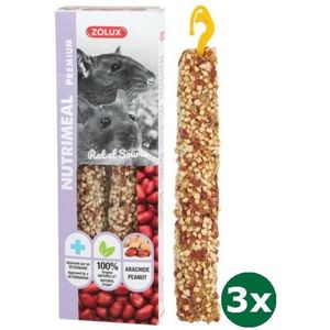 3x125 gr 2 st Zolux nutrimeal stick rat / muis pinda