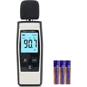 Professionele Decibelmeter - DB Meter - Geluidsmeter - Wit met Zwart