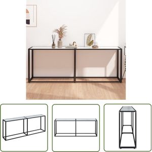 vidaXL Wandtafel - 200x35x75,5 cm - Witmarmer - Glas Wandtafel - Console Tafel - Bijzettafel - Marmeren Look - Witte Tafel
