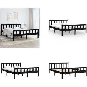vidaXL Bedframe massief hout zwart 120x200 cm - Bedframe - Bedframes - Tweepersoonsbed - Bed