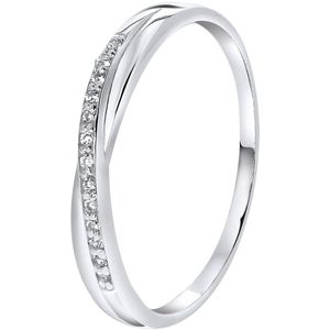 Lucardi Dames Ring met zirkonia - Ring - Cadeau - Echt Zilver - Zilverkleurig