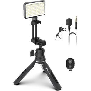 DigiPower Professionele Video/ Vlog kit ""The Instructor"" DP-VLX100 - Smartphone/ Camera - 112 LED Light met filter - Tie clip microfoon - Tripod statief - Bluetooth remote control