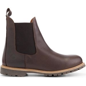 Travelin' Leikanger Heren Leren Chelsea boot - VIBRAM zool - Wol gevoerd - Donkerbruin leer