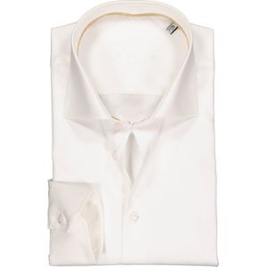 Ledub slim fit overhemd - mouwlengte 7 - beige twill - Strijkvrij - Boordmaat: 40