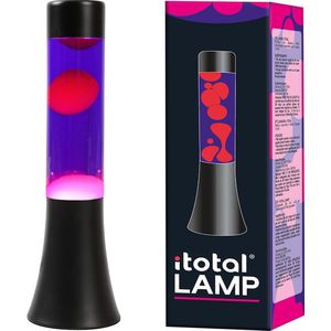 i-Total Lavalamp - Lava Lamp - Sfeerlamp - 30x9 cm - Glas/Aluminium - 25W - Paars met roze Lava - Zwart - XL2457