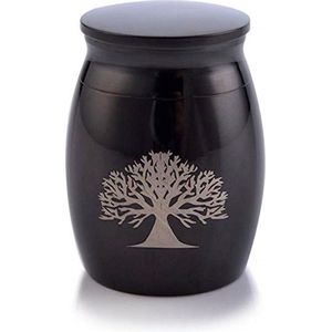 Mini Urn Zwart met Lifetree Symbool