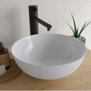 VMbathrooms® Premium Ronde Wastafel met Lotuseffect - Wasbak opbouw voor de badkamer en gastentoilet - Waskom opbouw zonder kraangat en zonder overloop - Zuiver witte wastafel