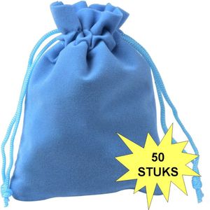 Fako Bijoux® - Fluweel Cadeau Zakjes - Velours - 10x12cm - Lichtblauw - 50 Stuks