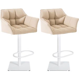 CLP Damaso Set van 2 barkrukken - Stof creme wit