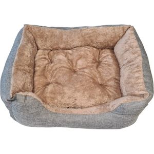 Nobleza Pluche Dierenmand - Hondenmanden - Kattenmand - Hondenbed - Kattenbed - Mand voor hond - Rechthoek - Grijs - Maat S - 53x43x18 cm
