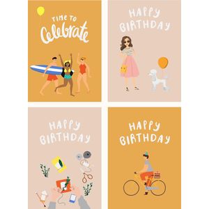 Fabrique a la Carte Wenskaarten Verjaardagskaart  set 16 stuks - Birthday Auteur - Blanco