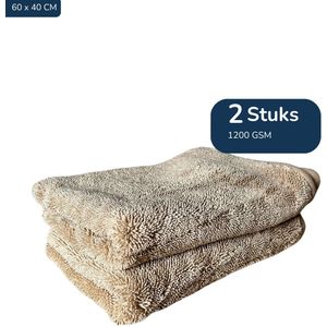 TileDry 2 stuks - Droogdoek badkamer - Hoge kwaliteit droogdoek - Streep en Kalkvrije badkamer- Droogdoek Auto - Microvezeldoek Fastdry droogdoek - Beige - Badkamer/Auto 60x40 cm -Absorbeert 1000ml water- Snel en moeiteloos de douche streeploos droog