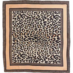 Satijnlook Sjaal Leopard - Goud/Bruin | 65 x 65 cm | Polyester | Fashion Favorite