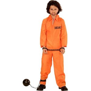 Widmann - Boef Kostuum - Gevangene - Jongen - Oranje - Maat 128 - Carnavalskleding - Verkleedkleding