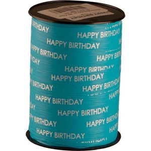 Happy Birthday inpaklint - Blauw - 250M - cadeaulint - krullint - sierlint - verjaardag