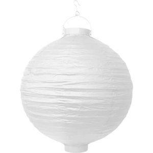 Partydeco - Decoratieve lampion wit LED 20 cm - Lampion sint maarten - lampionnen - Sint maarten optocht - lampionnen papier
