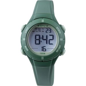 Xonix BAI-A04 - Horloge - Digitaal - Kinderen - Unisex - Siliconen band - ABS - Cijfers - Achtergrondverlichting - Alarm - Start-Stop - Tweede tijdzone - Datumaanduiding - Waterdicht - 10 ATM - Groen