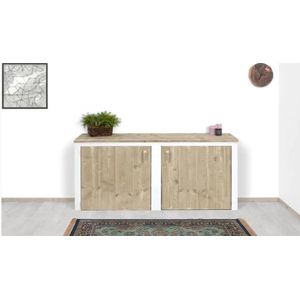 Steigerhout dressoir - met witte omlijsting - 140x40x80h - oud steigerhout