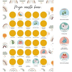 Happy Walls - 30 Baby Mijlpalen Krasposter Unisex - Baby's Eerste Jaar - Babyshower Cadeau Meisje en Jongen - Kraamcadeau 0 tot 1 Jaar - A2 formaat (42 x 59,4 cm)