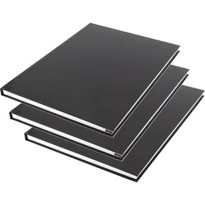Schoolschriften - 3x - A4 - 80 pagina's - harde kaft - gelinieerd - zwart - notitieboek