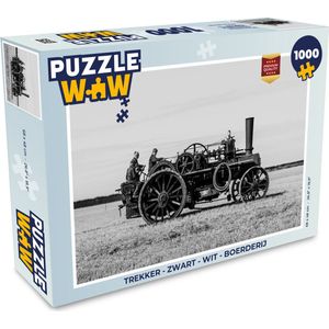 Puzzel Trekker - Zwart - Wit - Boerderij - Vintage - Legpuzzel - Puzzel 1000 stukjes volwassenen