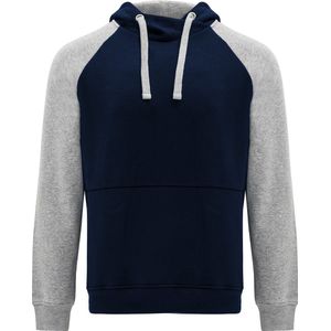 Grijs / Donker Blauwe Hoodie met raglan mouwen model Badet merk Roly maat 3XL